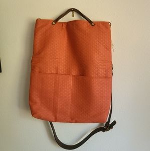 Coral canvas crossbody